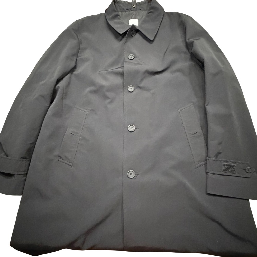 Burberry London‎ England Mens Black Car Coat Button Front Jacket Size 58 IT